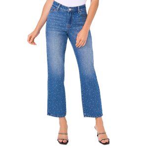 NEW CeCe Rhinestone Embellished Straight Leg Jeans